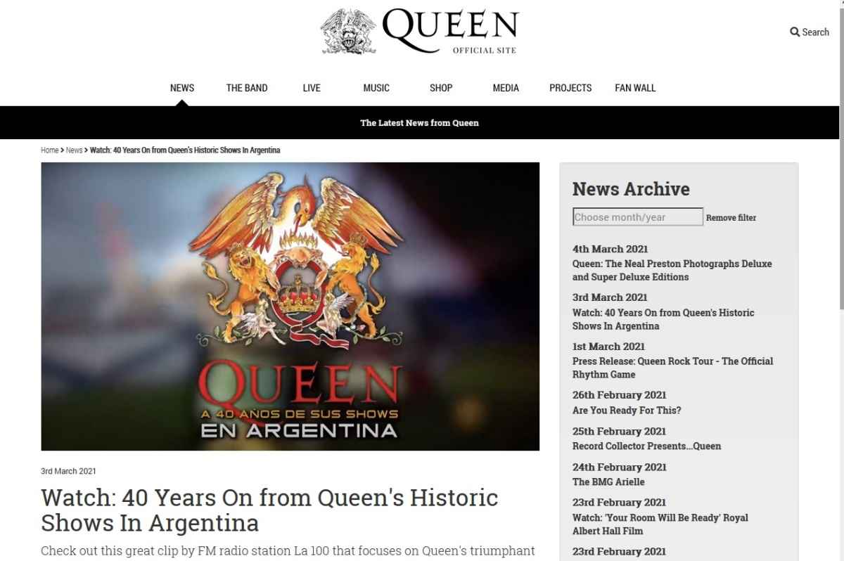Portada de El documental de La 100 FM sobre Queen tuvo repercusión a nivel mundial