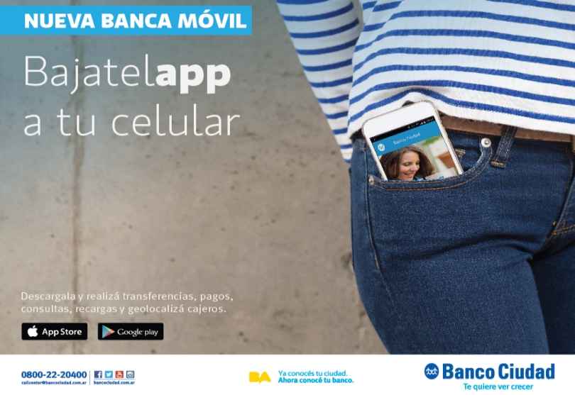 Portada de “BajatelAPP”, la primera campaña de Sentidos para su cliente Banco Ciudad