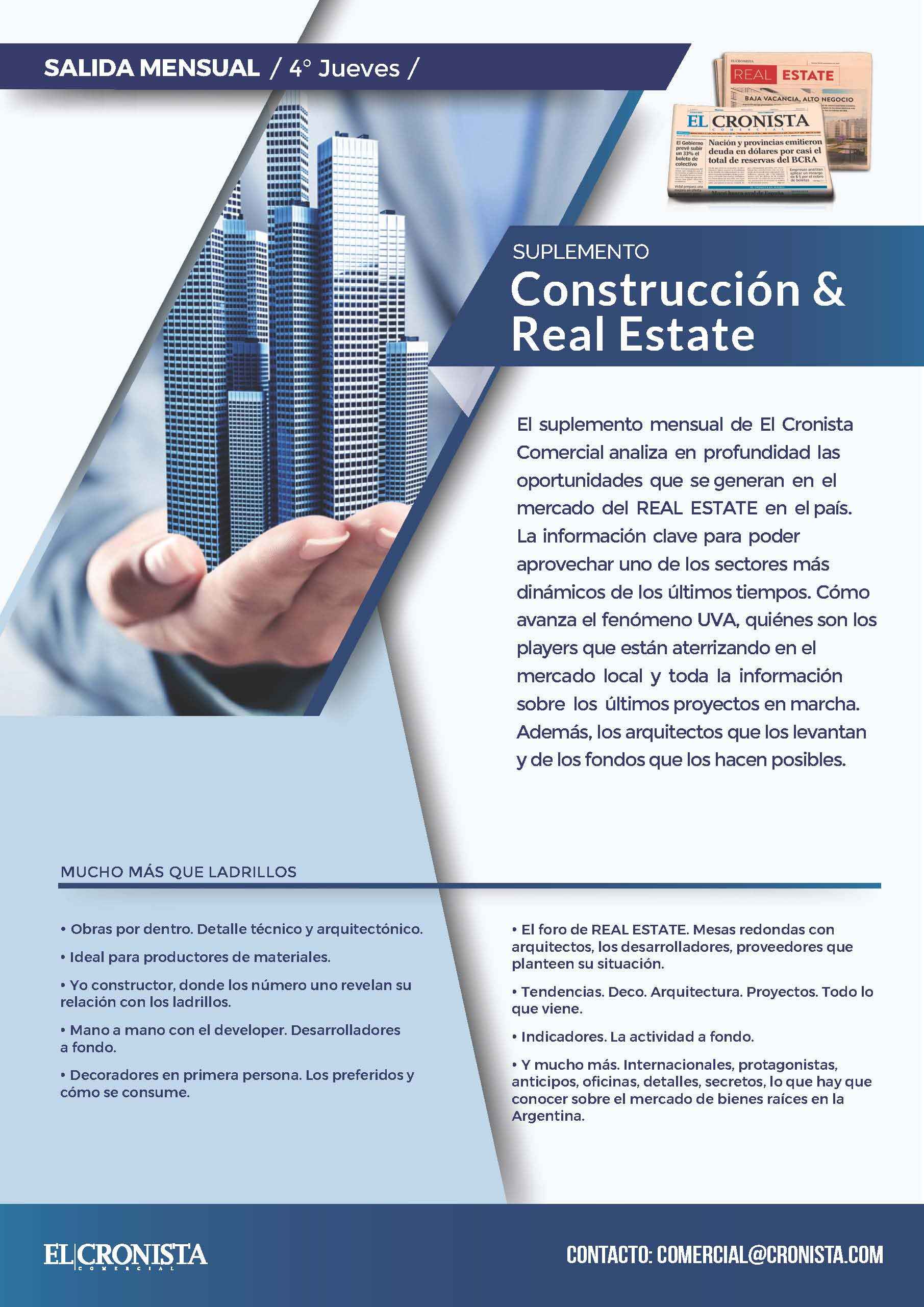 Portada de El Cronista Comercial edita su suplemento especial de Construcción & Real Estate