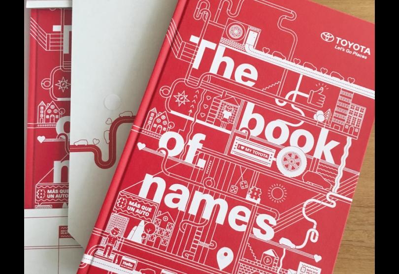 Portada de Toyota “The Book of Names”, por Drab Brand Agency