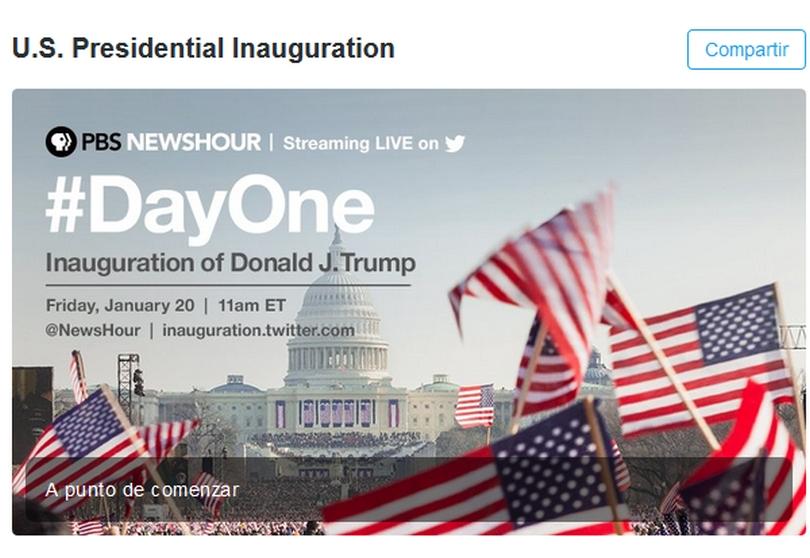 Portada de Twitter y PBS NewsHour transmitirán en vivo la Asunción Presidencial de Estados Unidos