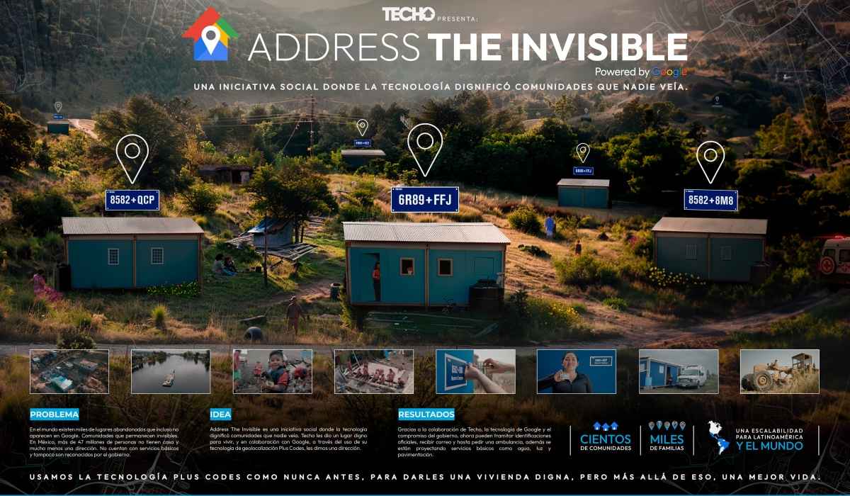 Portada de "Address The Invisible, powered by Google", una iniciativa de Archer Troy para Techo
