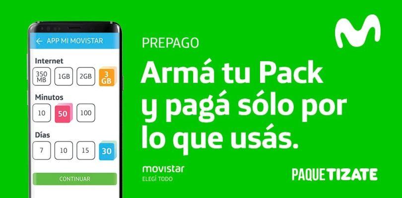 Portada de "Armá tu pack", la nueva campaña de Movistar dirigida a sus clientes prepagos