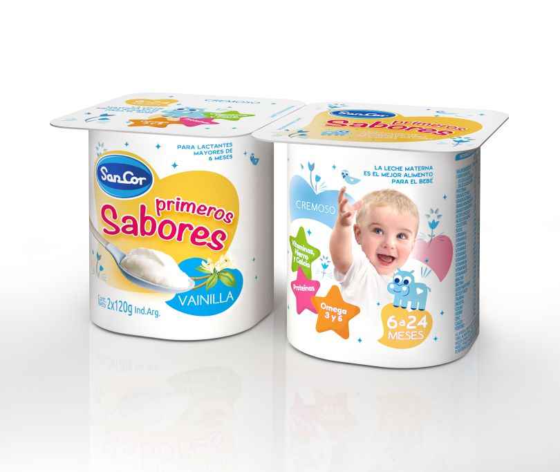 Portada de SanCor Primeros Sabores, la nueva línea de productos SanCor desarrollada para bebés