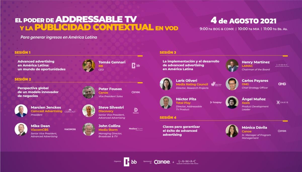 Portada de Evento virtual: “El poder de Addressable TV y la publicidad contextual en VOD, para generar ingresos en América Latina”